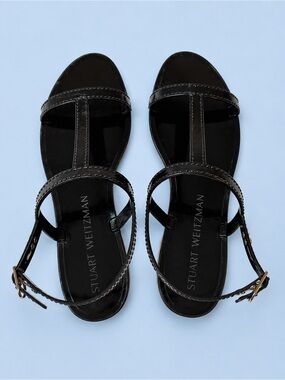STUART WEITZMAN Black Jelly Minimalist Sandals
